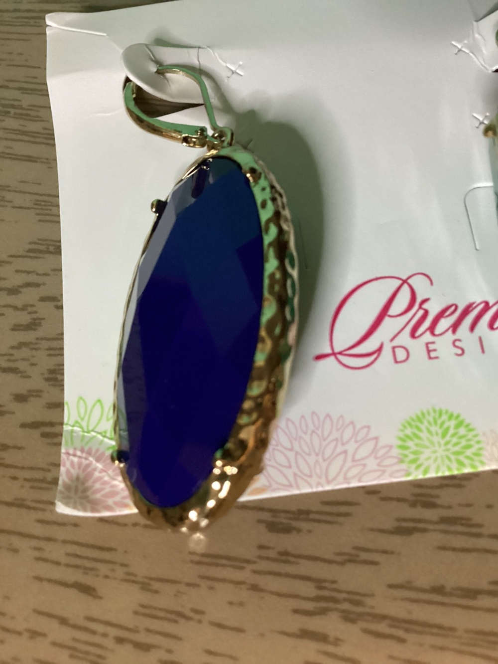 Premier Designs Cece Reversible Gold Tone Earrings Lapis Blue/Turquoise New - Picture 4 of 6